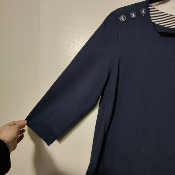 Boden Evie Ponte Stretch Top Navy Blue Anchor Sailorcore Nautical US 16 - Picture 6 of 9